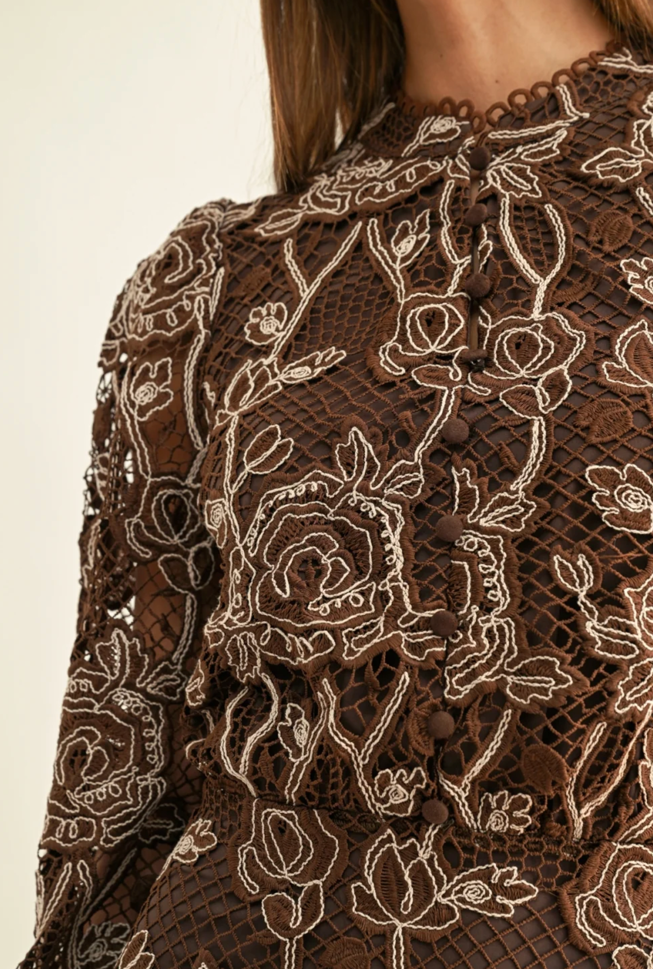 MAKAI LONG SLEEVE LACE MINI DRESS