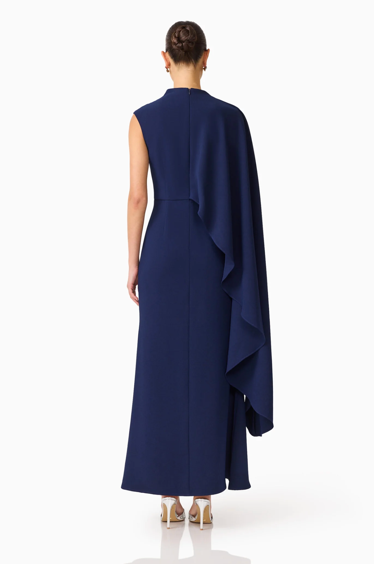 LEONARA ASYMMETRIC CAPE MAXI DRESS