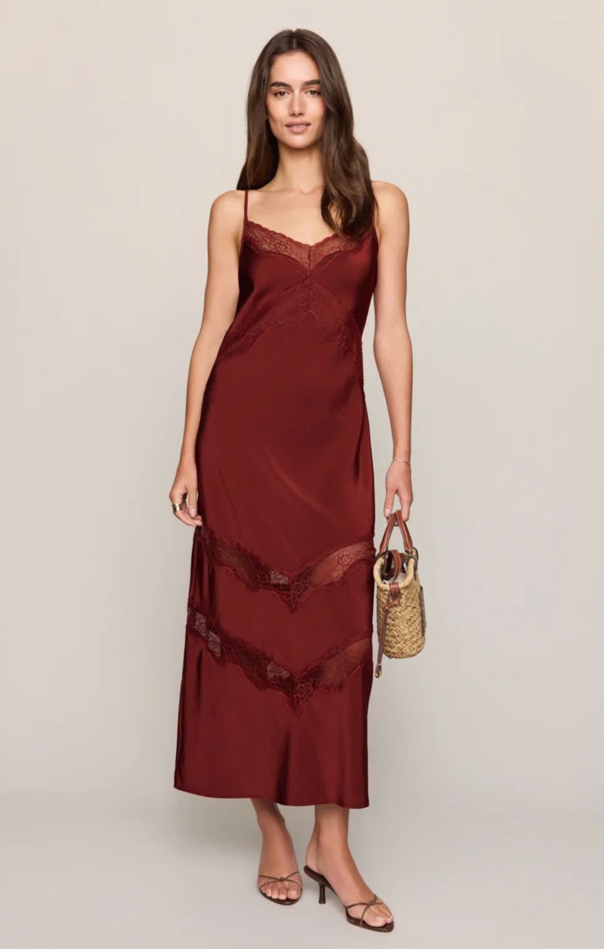 BRUNA LACE INSET MIDI DRESS