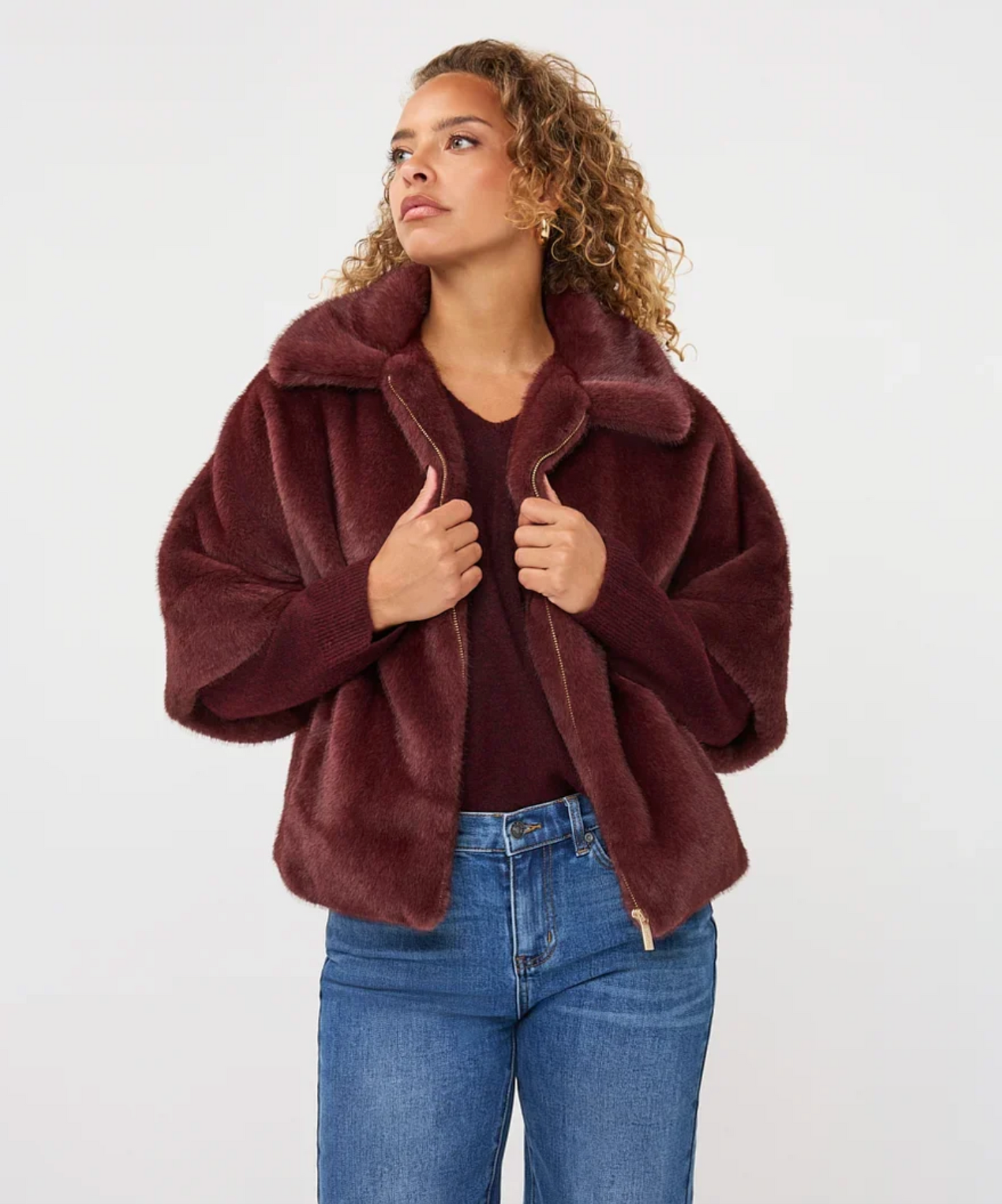 FAKE FUR PONCHO COAT