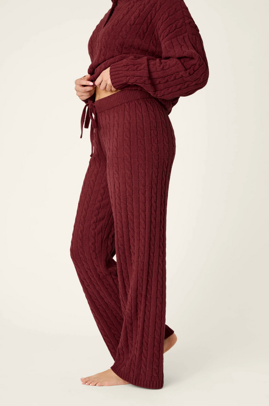 COZY CHENILLE CABLE KNIT LOUNGE PANTS