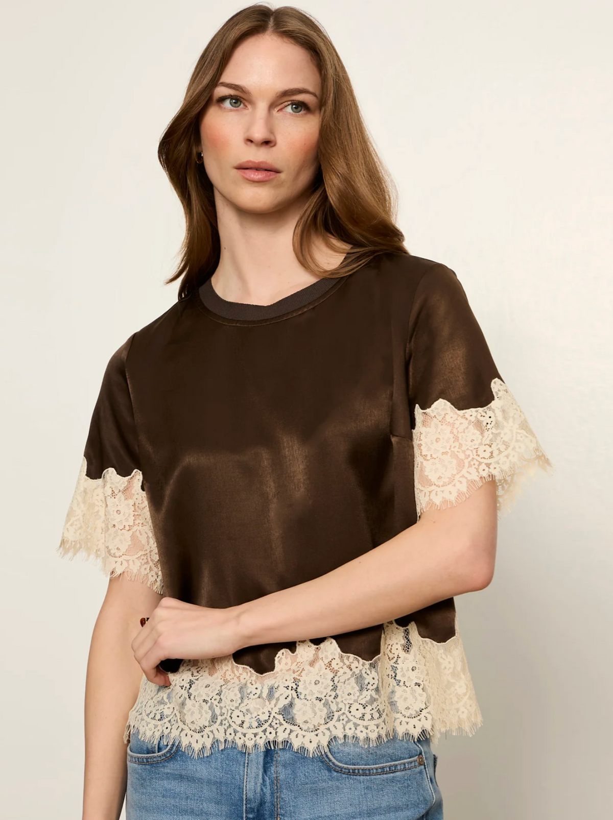 ONE OF A KIND SATIN LACE TOP