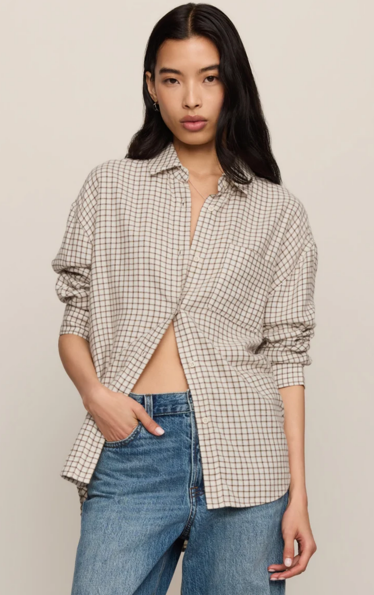 RIVER PLAID BUTTON UP