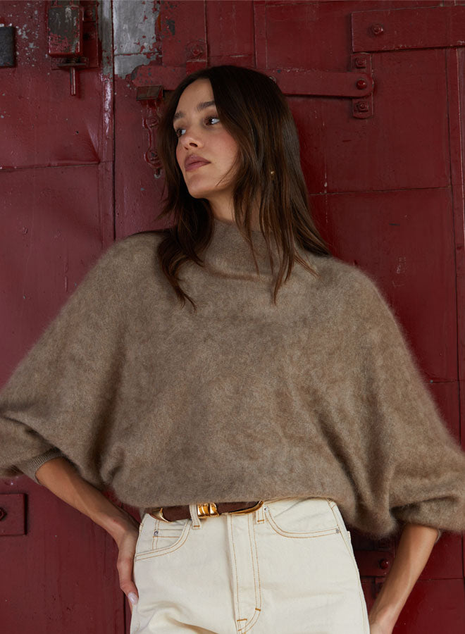 Puff Sleeve Funnel Neck Dolman