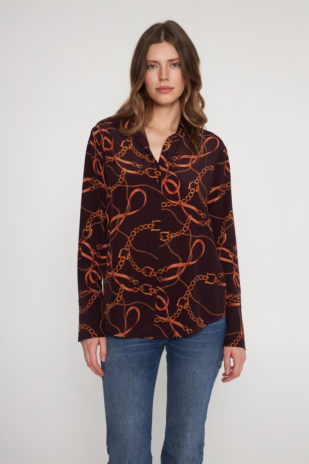 Daria French Cuff Silk Blouse - Birkin Equestrian