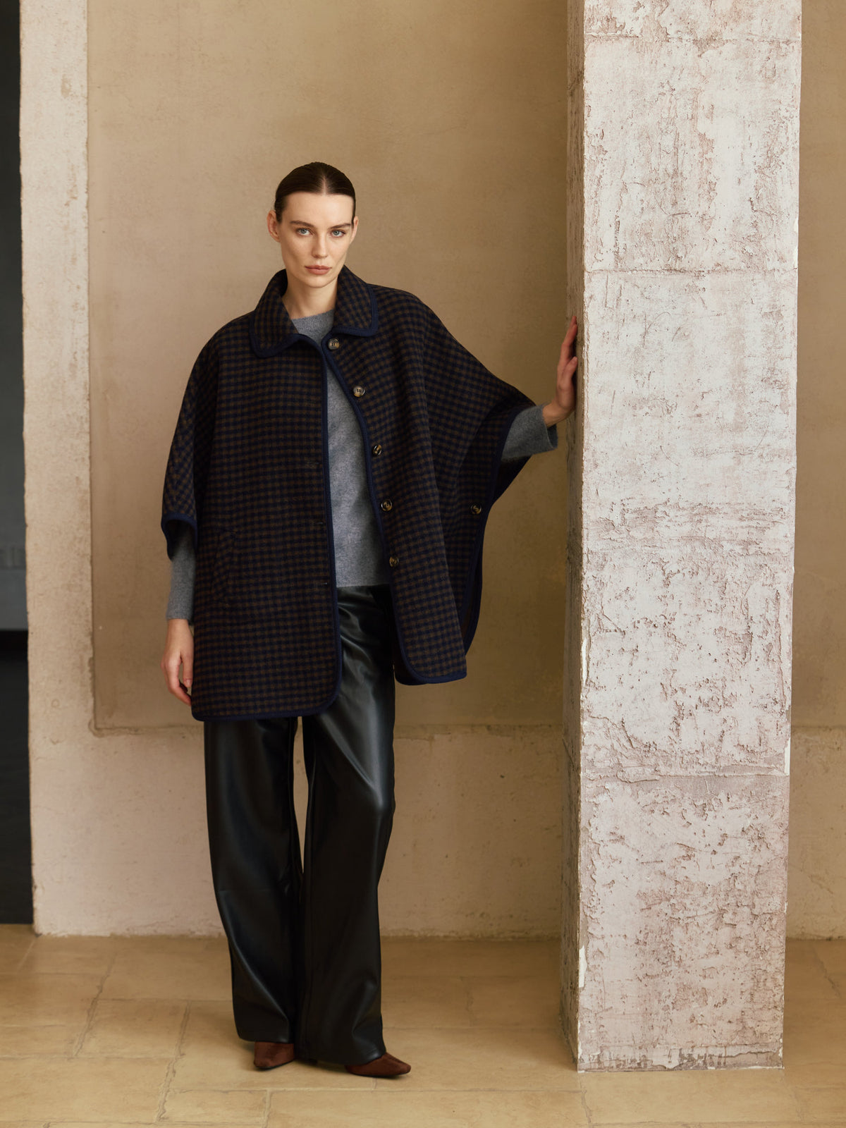 Reversible Cashmere Cape Coat