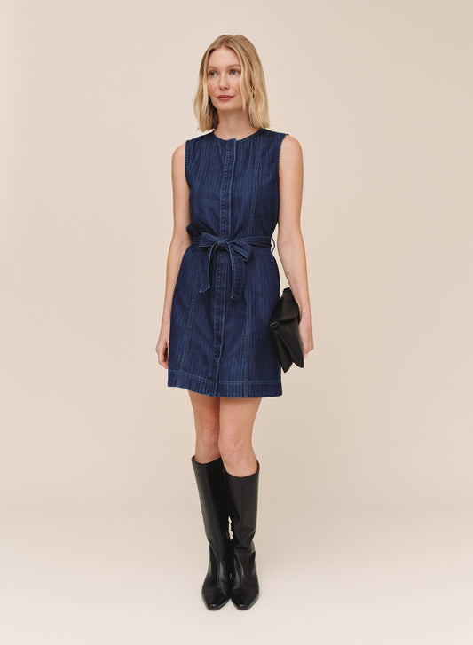 B60026-L64-004 - SLEEVELESS SEAMED SHIRT DRESS