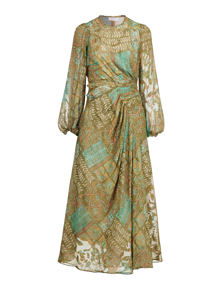 SIDE DRAPE PLEATED MAXI DRESS