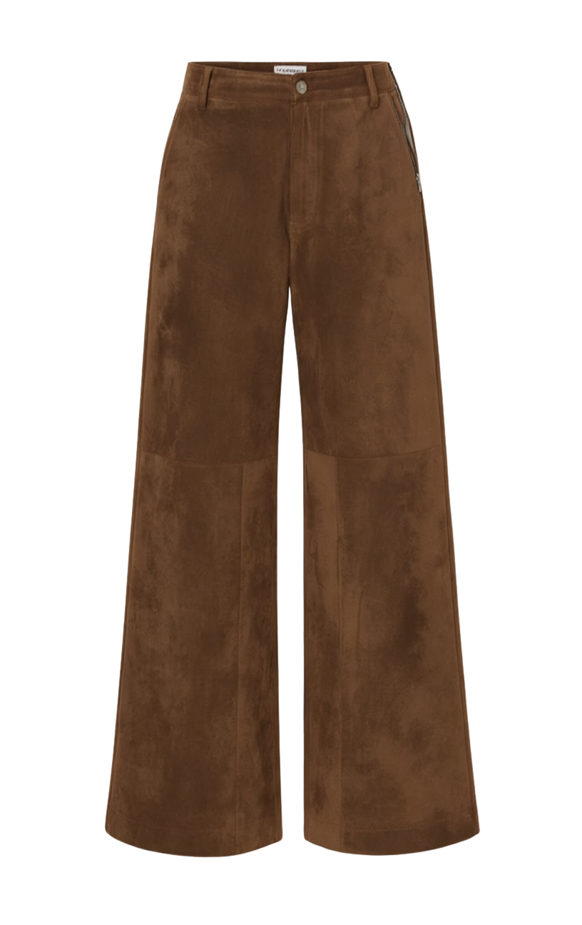 CECILE FAUX SUEDE WIDE LEG PANT