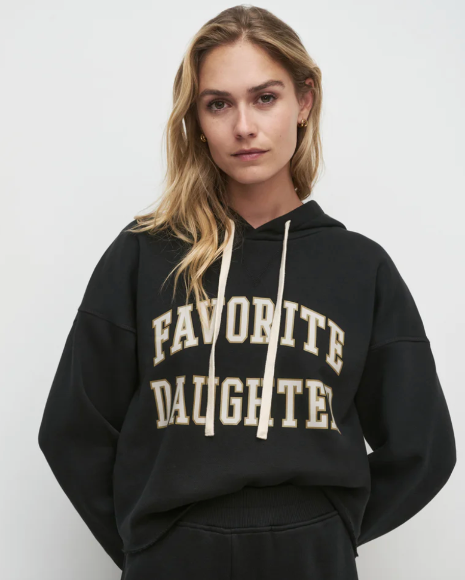 THE CROPPED COLLEGIATE HOODIE BLACK STONE