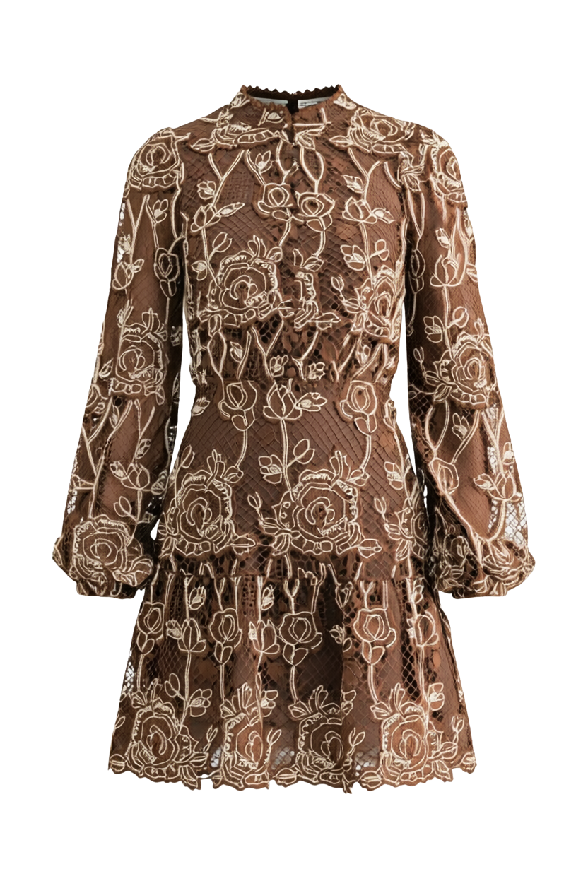 MAKAI LONG SLEEVE LACE MINI DRESS