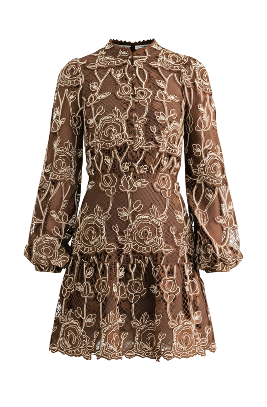 MAKAI LONG SLEEVE LACE MINI DRESS
