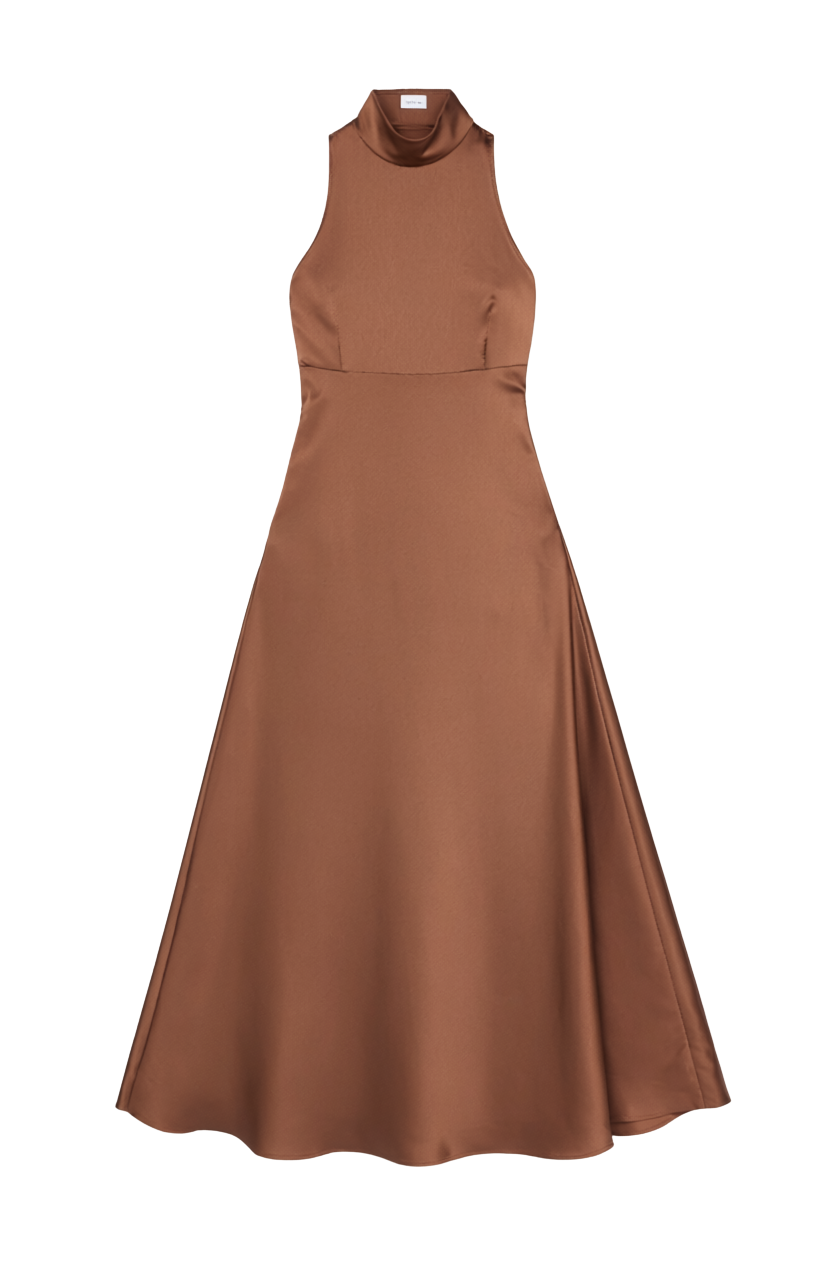 SATIN MOCK NECK DRESS