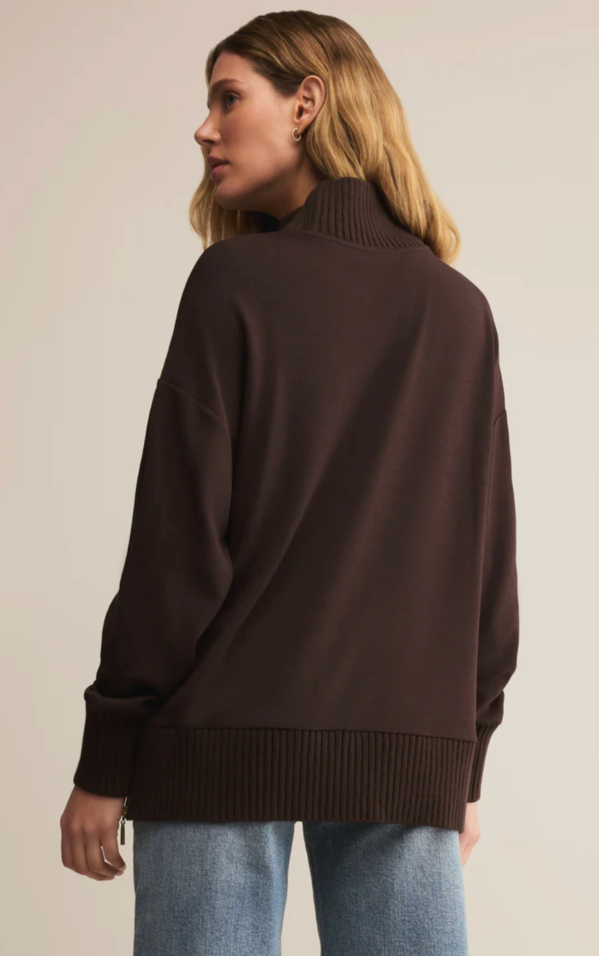 SABLE LUXE MOCK NECK SWEATSHIRT