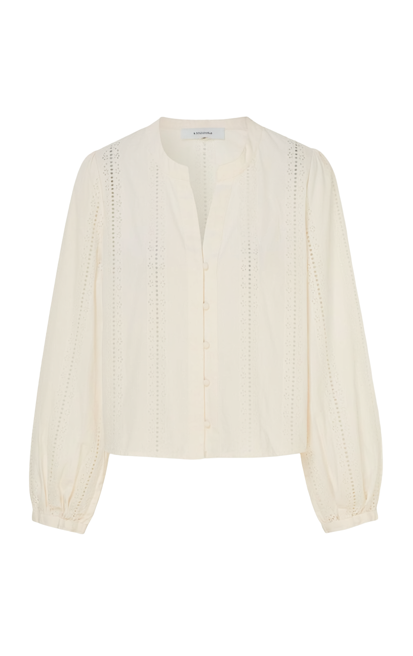 LOUELLA EMBROIDERED BUTTON UP TOP