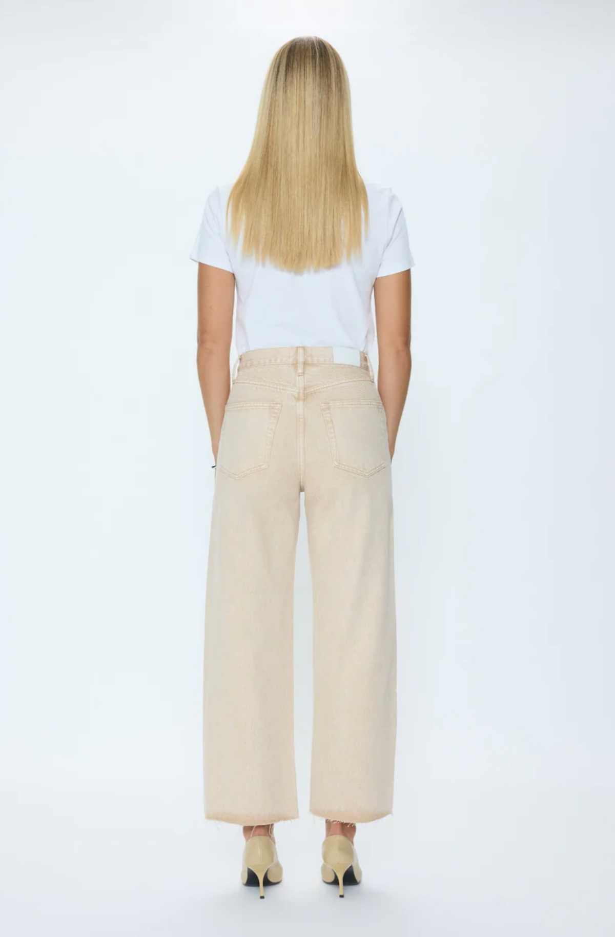 TATE CROP HIGH RISE BOWED WIDE LEG JEAN