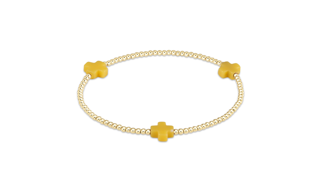 SIGNATURE CROSS GOLD PATTERN 3MM BEAD BRACELET
