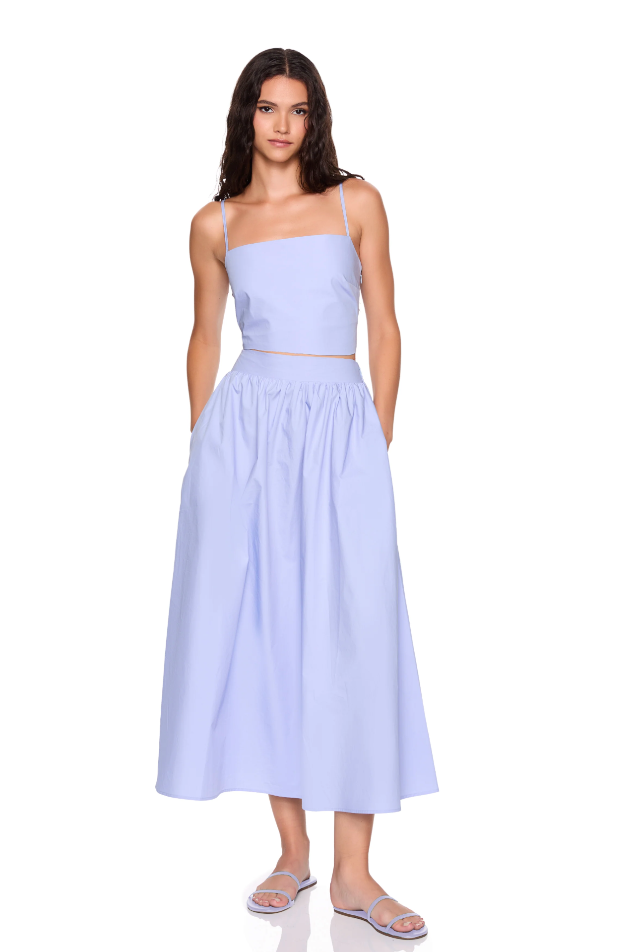 POPLIN MIDI SKIRT