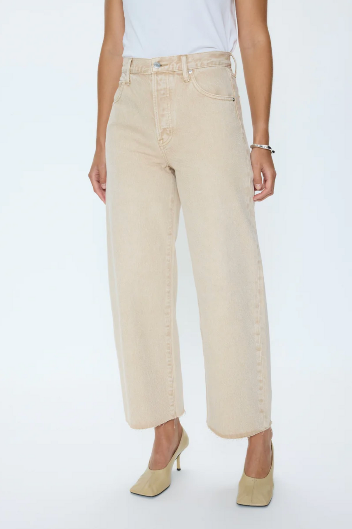 TATE CROP HIGH RISE BOWED WIDE LEG JEAN