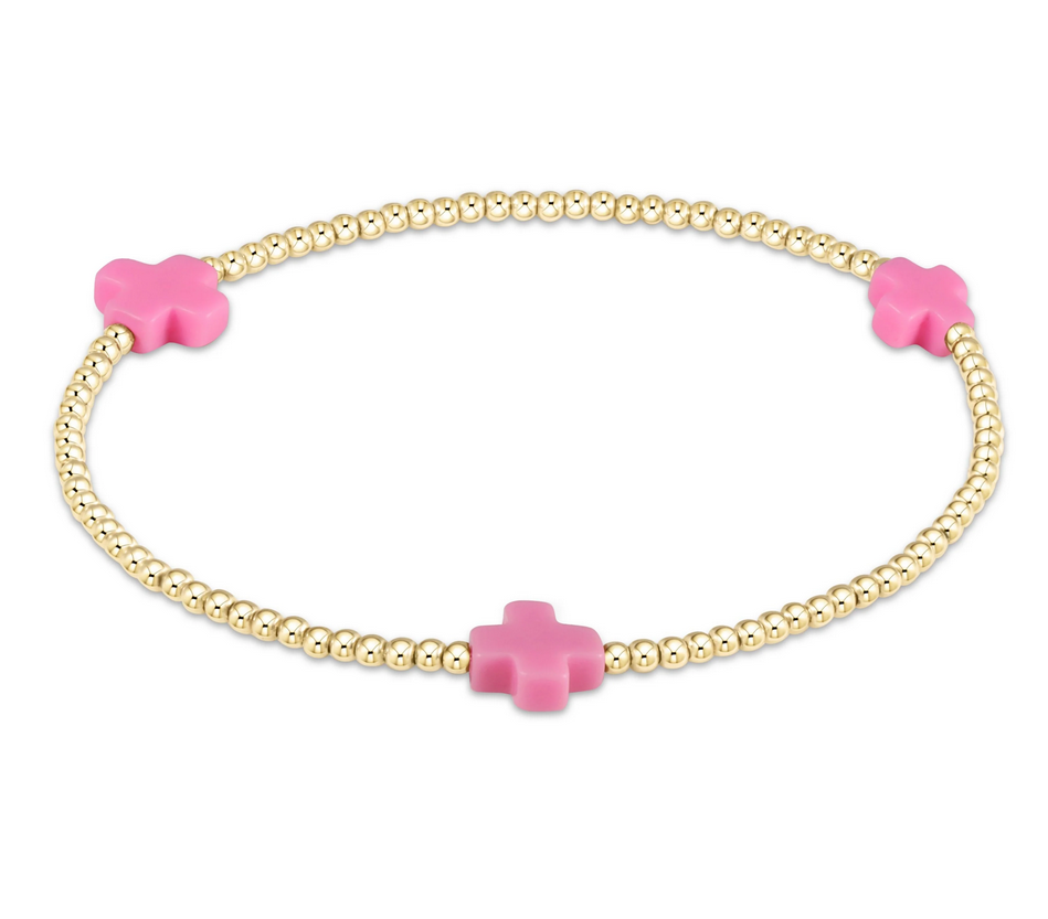 SIGNATURE CROSS GOLD PATTERN 3MM BEAD BRACELET