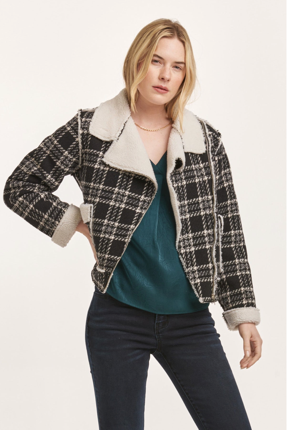 ALVIE ZIPPER FRONT COLLARED RELAXED FIT JACKET