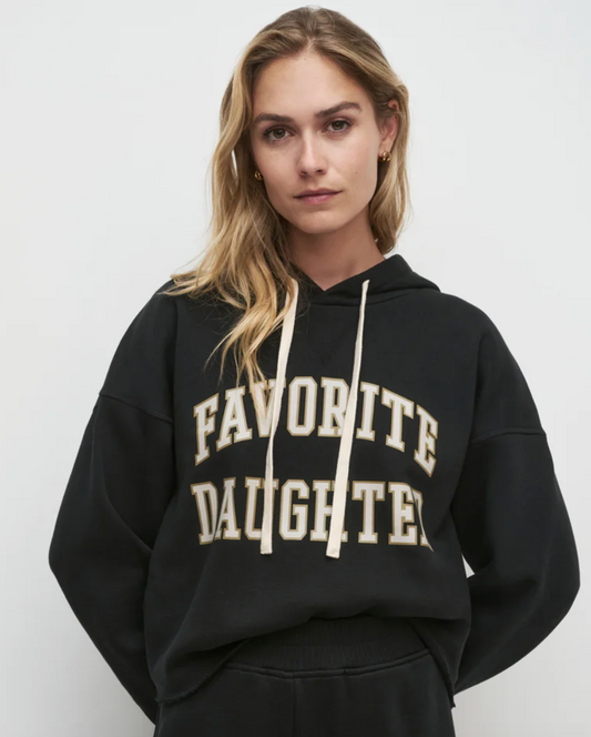 THE CROPPED COLLEGIATE HOODIE BLACK STONE
