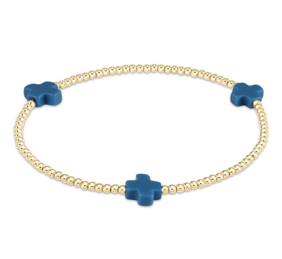 SIGNATURE CROSS GOLD PATTERN 3MM BEAD BRACELET