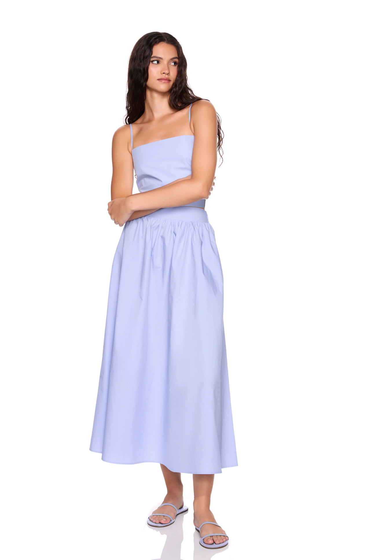 POPLIN SMOCKING BACK STRING TOP