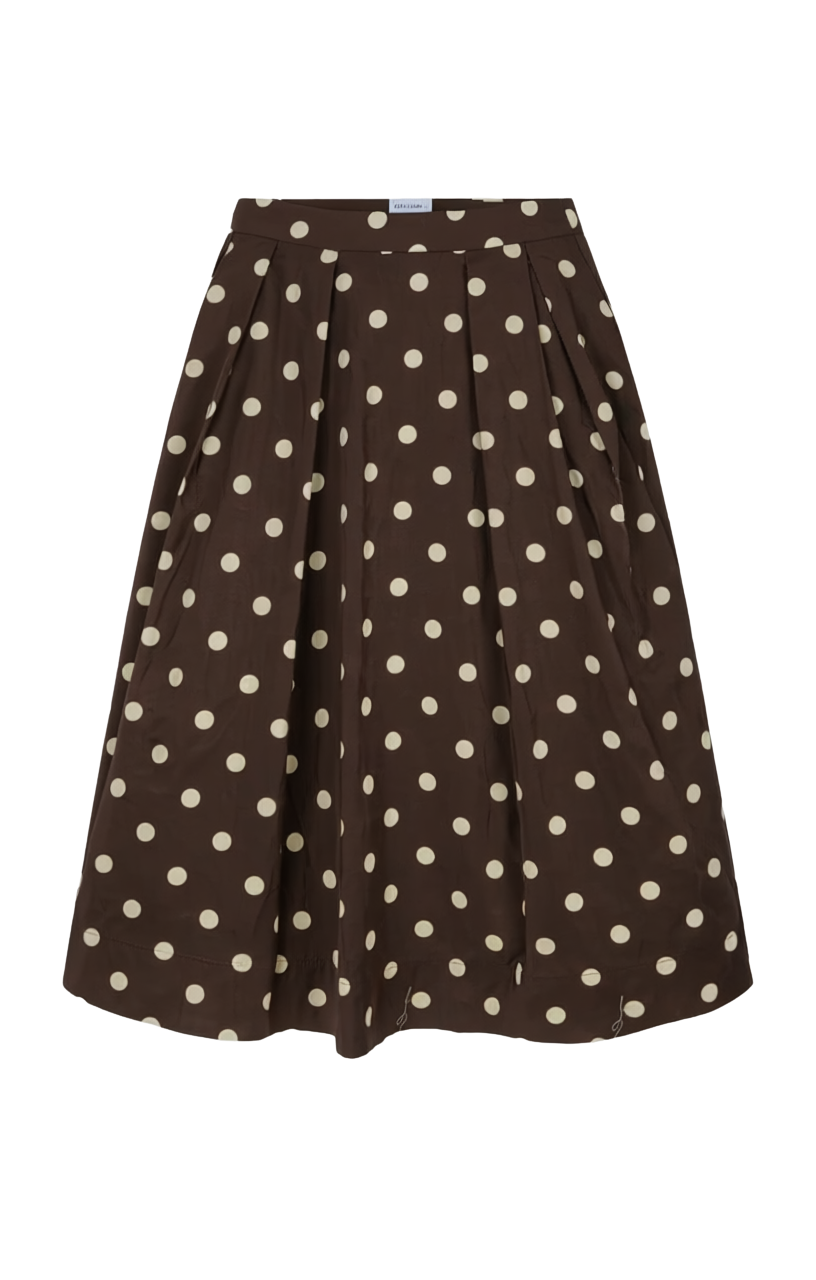POLKA DOT PLEATED MIDI SKIRT