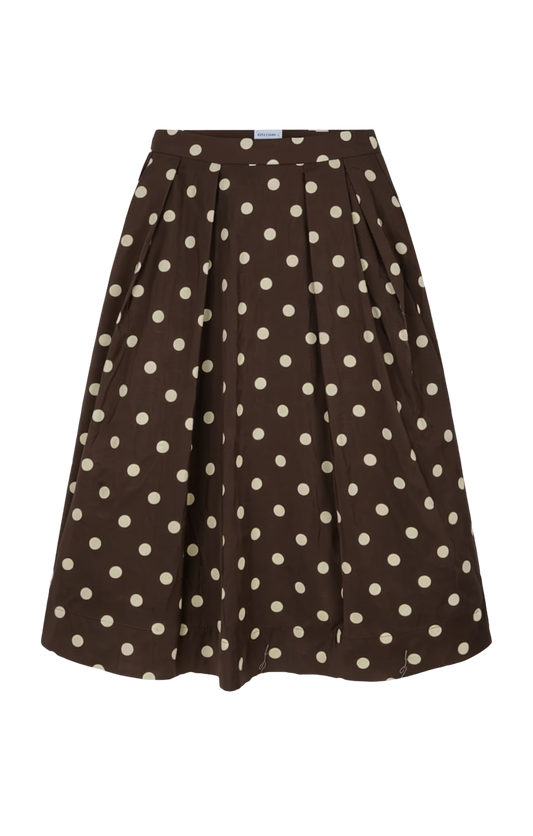 POLKA DOT PLEATED MIDI SKIRT
