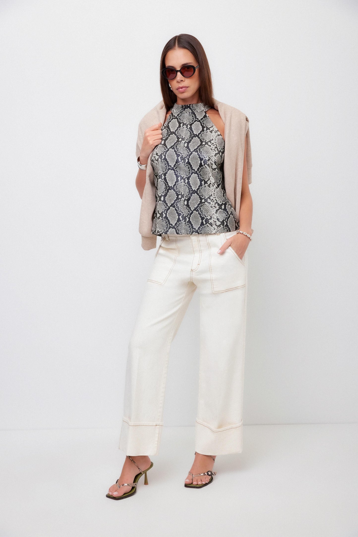 Patch Pocket Cuffed Jeans