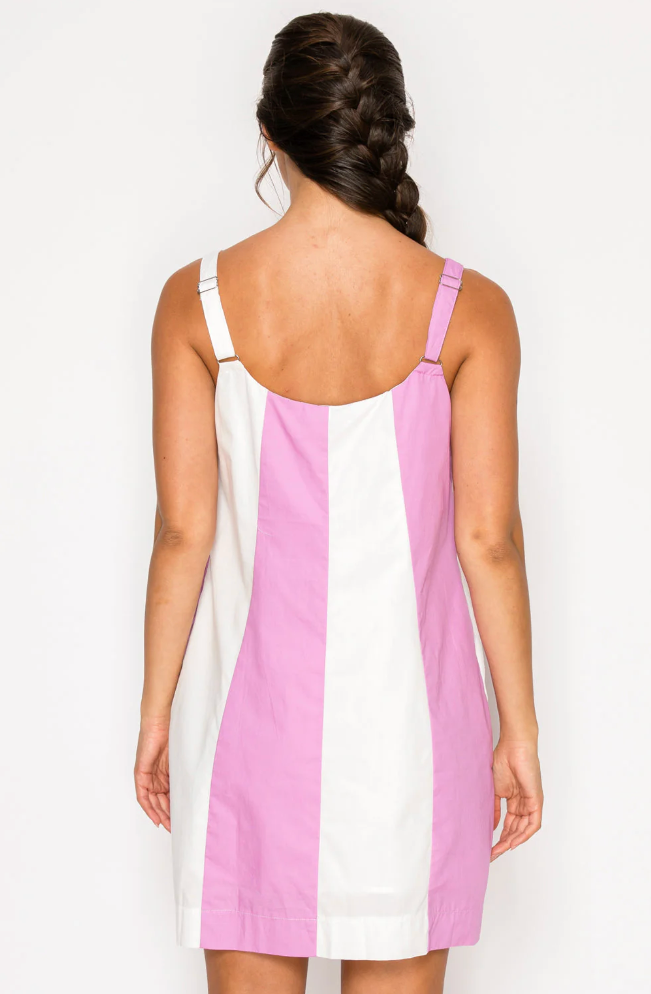PINK POPLIN COLOR BLOCK DRESS