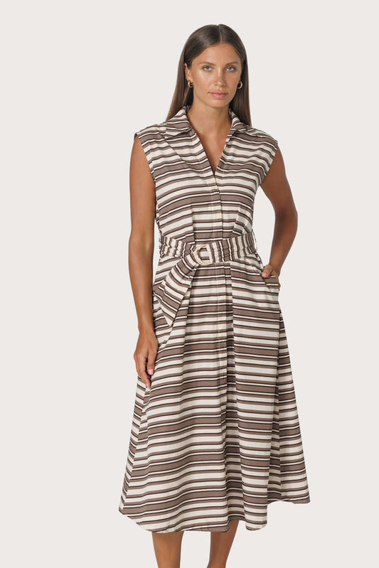 CHLOE POPLIN DRESS BEACHMARK STRIPE