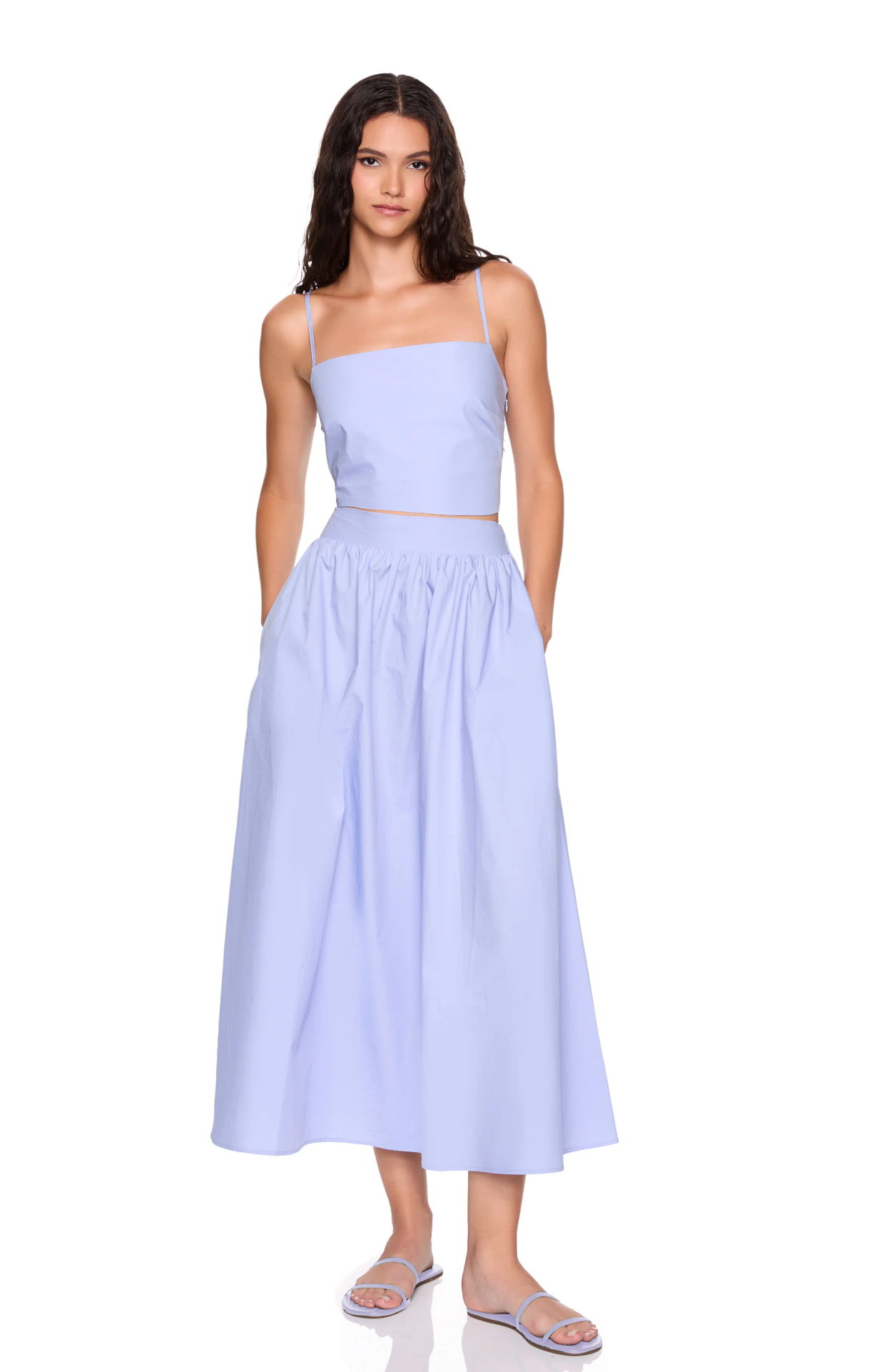 POPLIN SMOCKING BACK STRING TOP