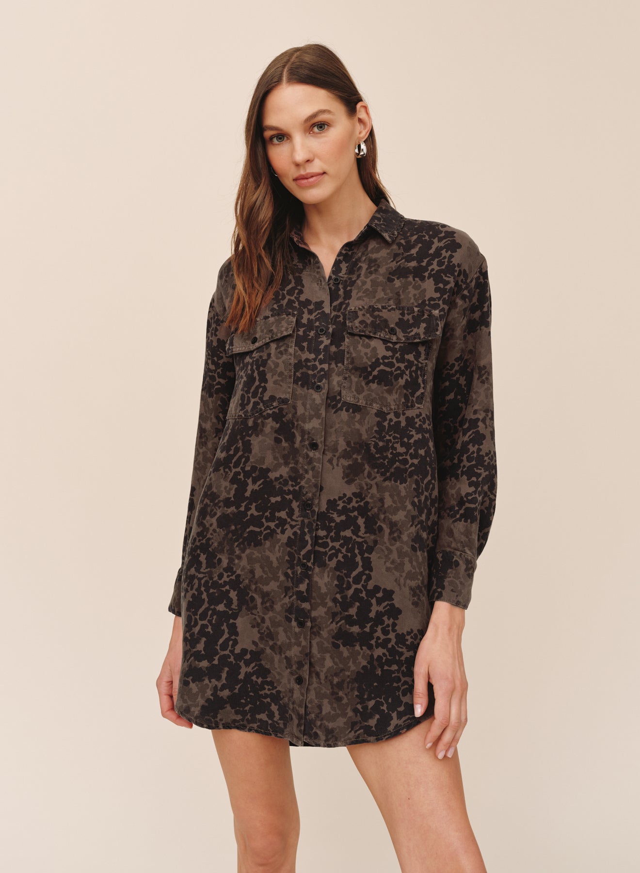 B60031-L90-302 - FLAP POCKET SHIRT DRESS