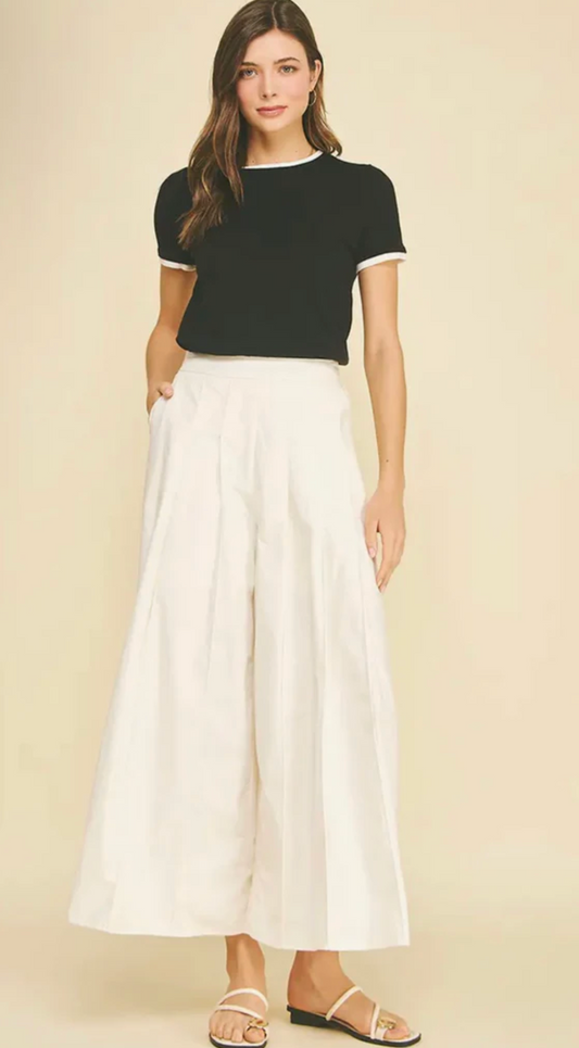 PLEATED WIDE LEG PANTS