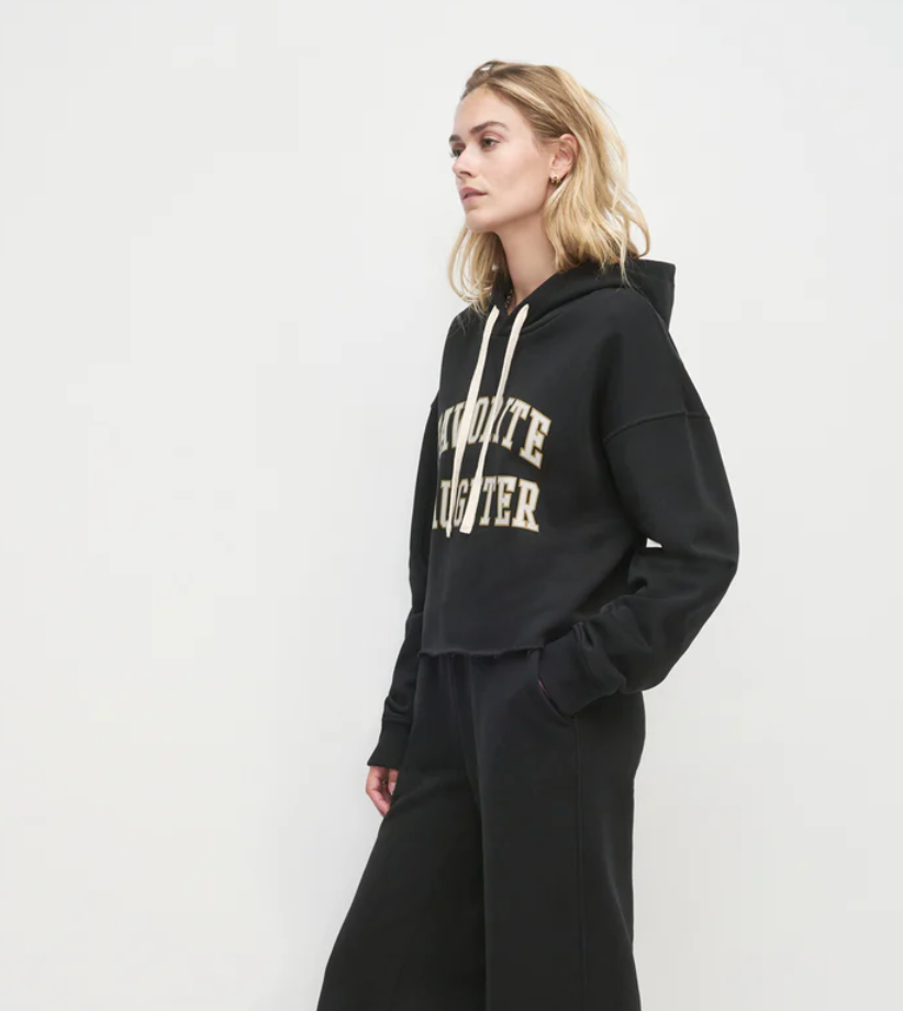 THE CROPPED COLLEGIATE HOODIE BLACK STONE