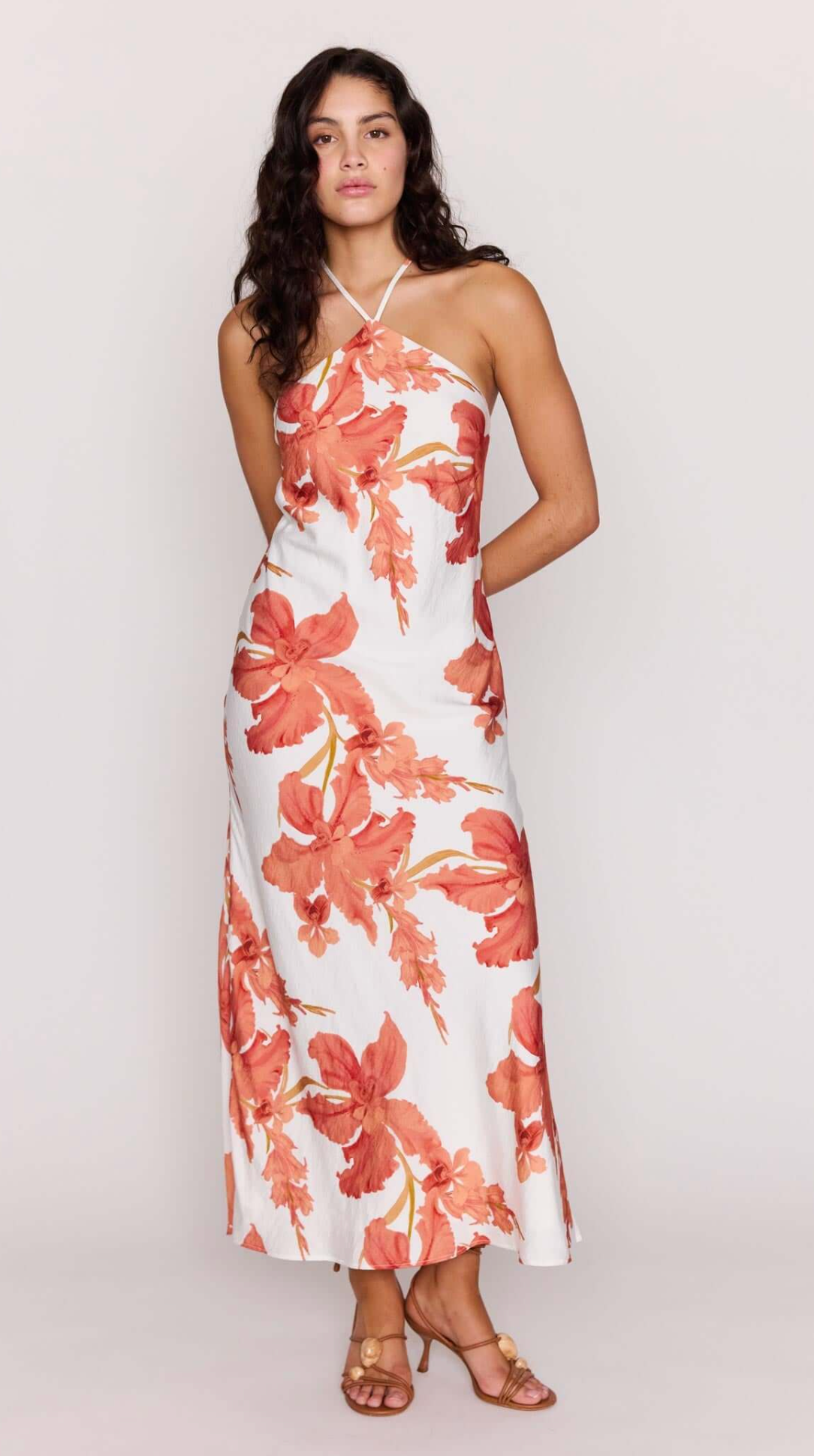 ISLA PEACH FLORAL MAXI DRESS