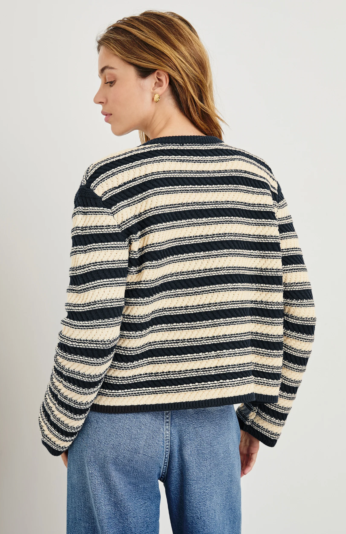 NELLY CARDIGAN IN NAVY OAT STRIPE