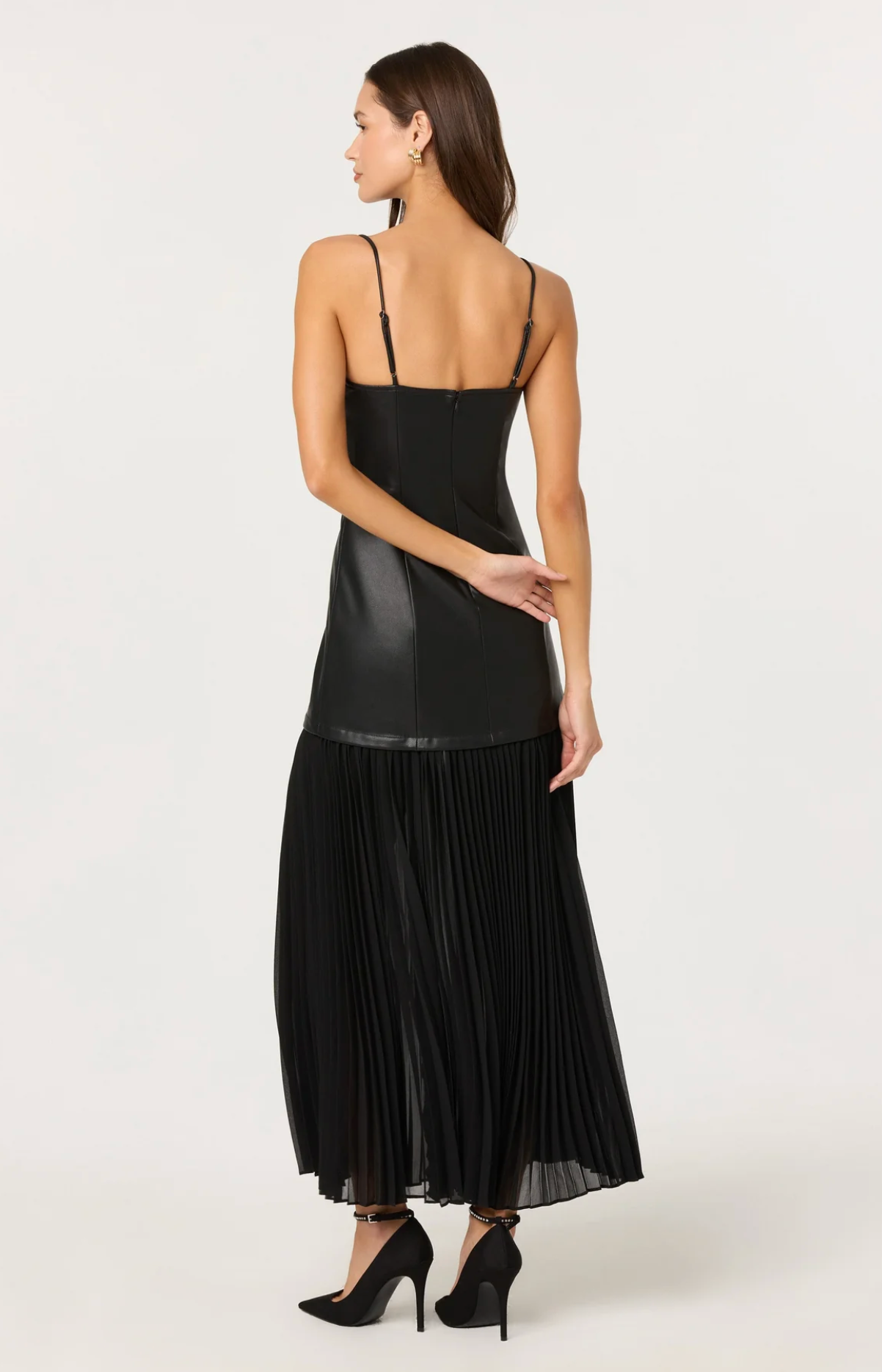 LEZITH FAUX LEATHER MAXI DRESS