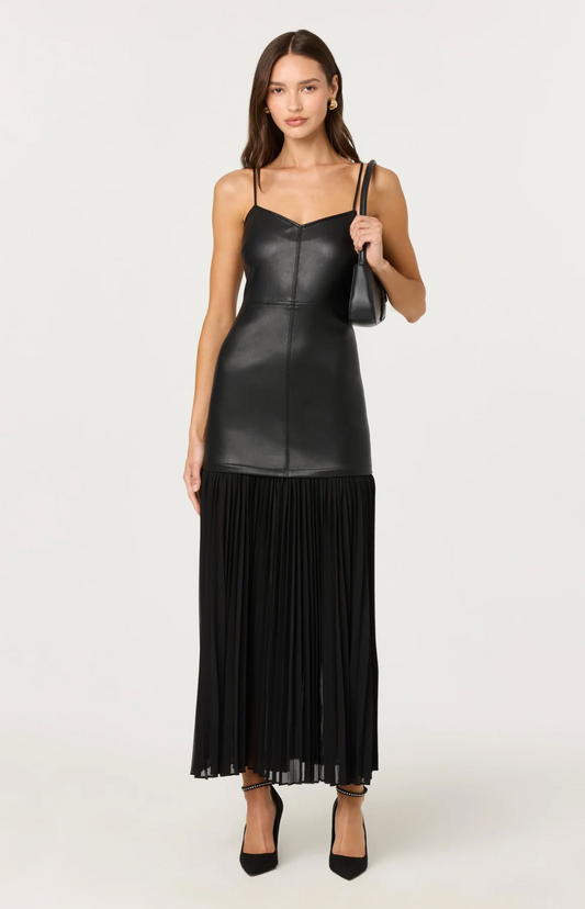 LEZITH FAUX LEATHER MAXI DRESS
