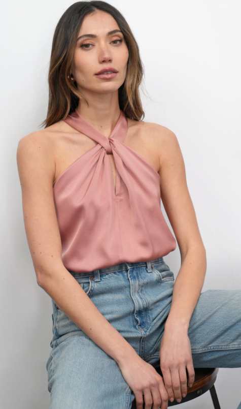 LUCINDA SATIN HALTER TOP