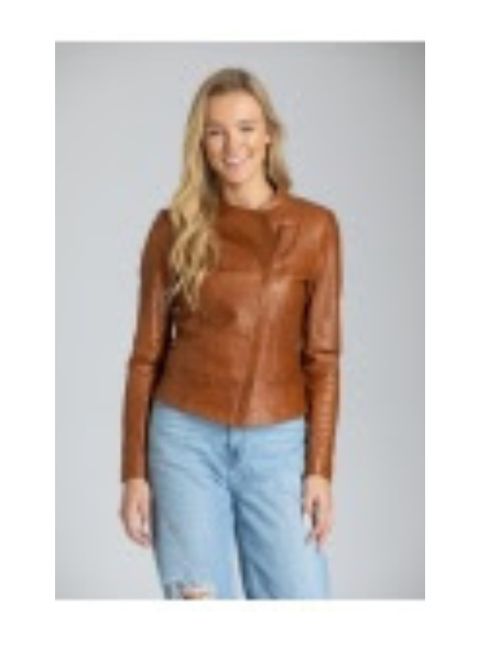 COLLARLESS LAMB LEATHER ZIP UP JACKET