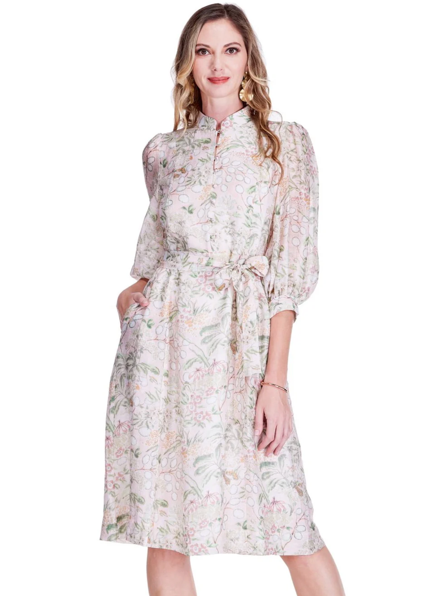 STAND COLLAR A-LINE DRESS
