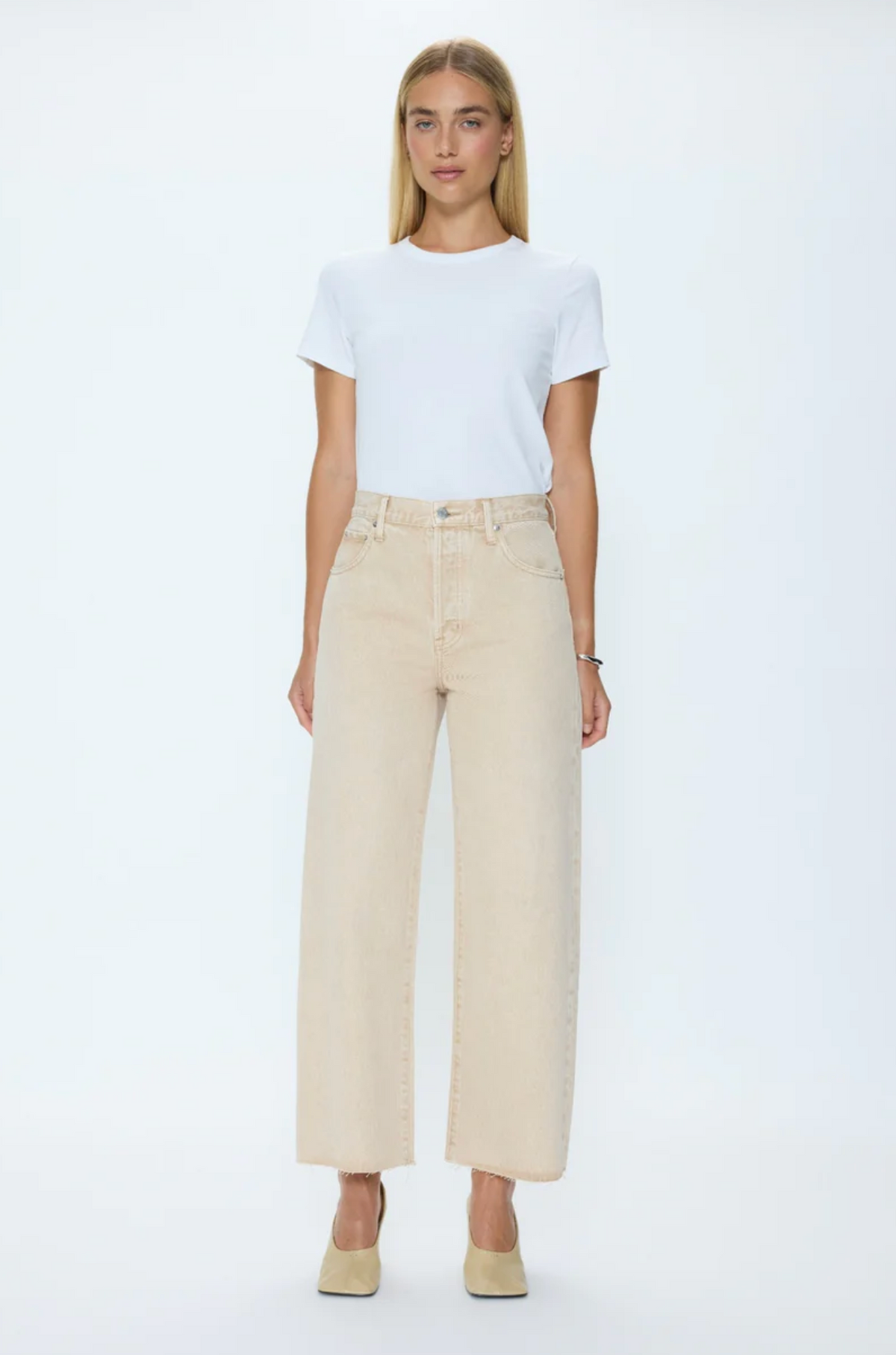 TATE CROP HIGH RISE BOWED WIDE LEG JEAN