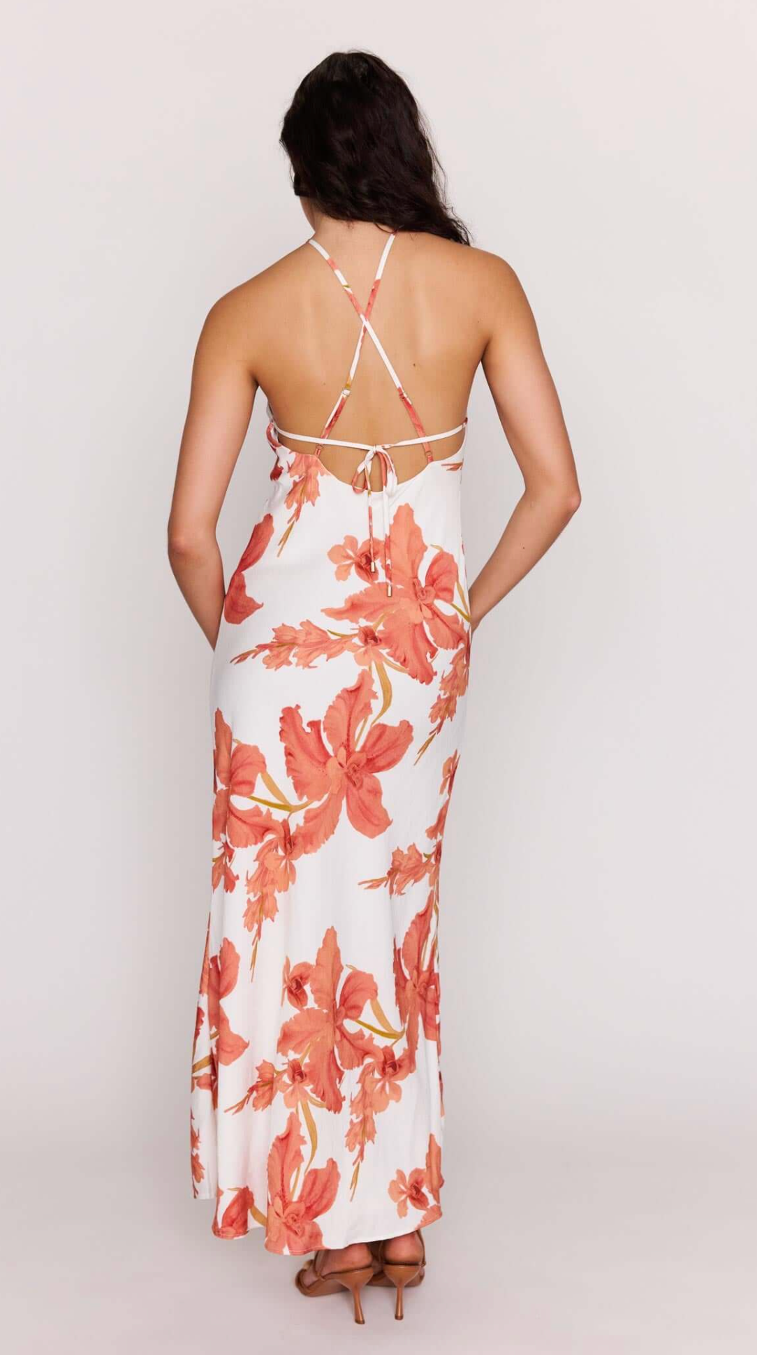ISLA PEACH FLORAL MAXI DRESS