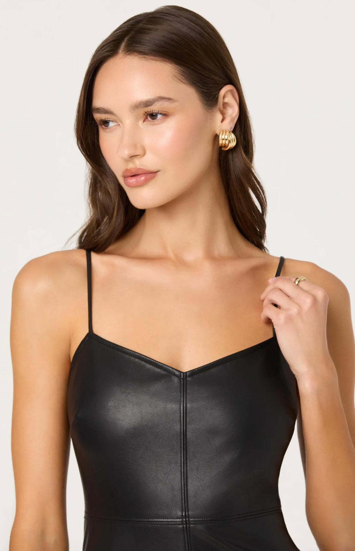 LEZITH FAUX LEATHER MAXI DRESS