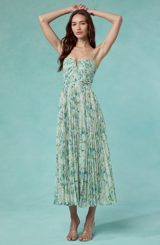 BAYLEY PLEATED FLORAL MAXI DRESS