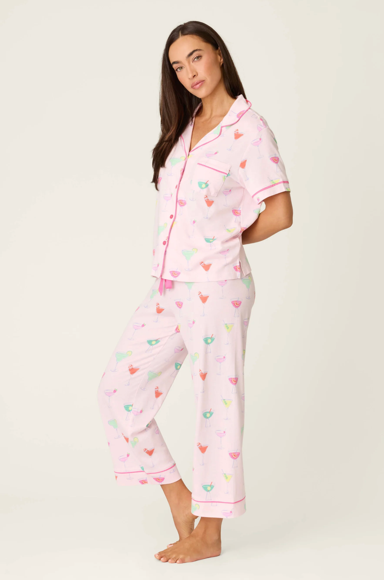 WHIMSY SIP HAPPENS CROPPED PJ SET