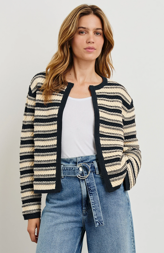 NELLY CARDIGAN IN NAVY OAT STRIPE